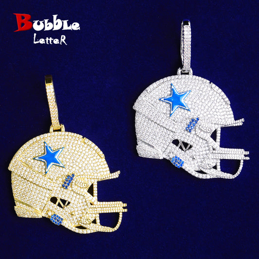 Bubble Letter Iced Out Base Ball Cap Necklace Pendant for Men 5A Cubic Zirconia Hip Hop Jewelry