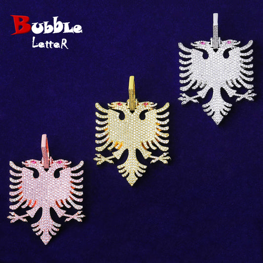 Bubble Letter Iced Out Phoenix Necklace Pendant for Men 5A Cubic Zirconia Gold Plated Hip Hop Jewelry
