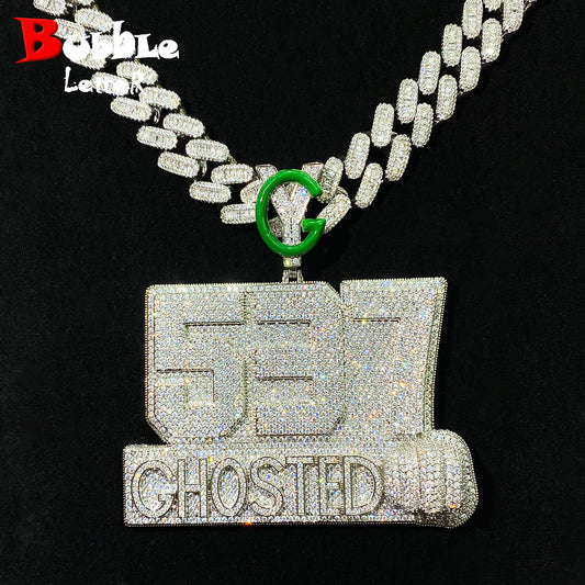 Bubble Letter Sterling Silver 925 VVS Moissanite 537 Chosted Fist Necklace Pendant for Men Hip Hop Jewelry