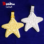 Bubble Letter Iced Out Super Big Star Necklace Pendant for Men Real Gold Plated Cubic Zirconia Hip Hop Jewelry