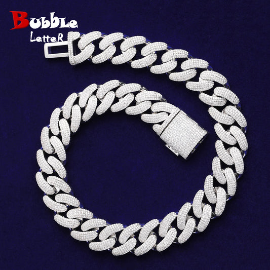 Bubble Letter Iced Out Miami Cuban Link Chain for Men Necklace Choker Real Gold Plated Cubic Zirconia Hip Hop Jewelry