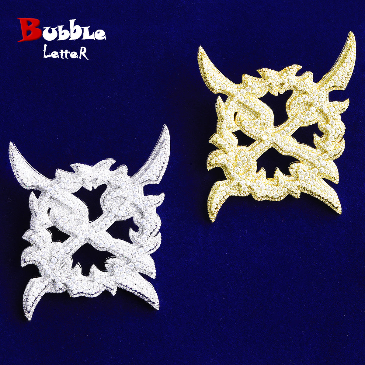 Bubble Letter Iced Out X Sun Flower Necklace Pendant for Men 5A Cubic Zirconia Hip Hop Jewelry