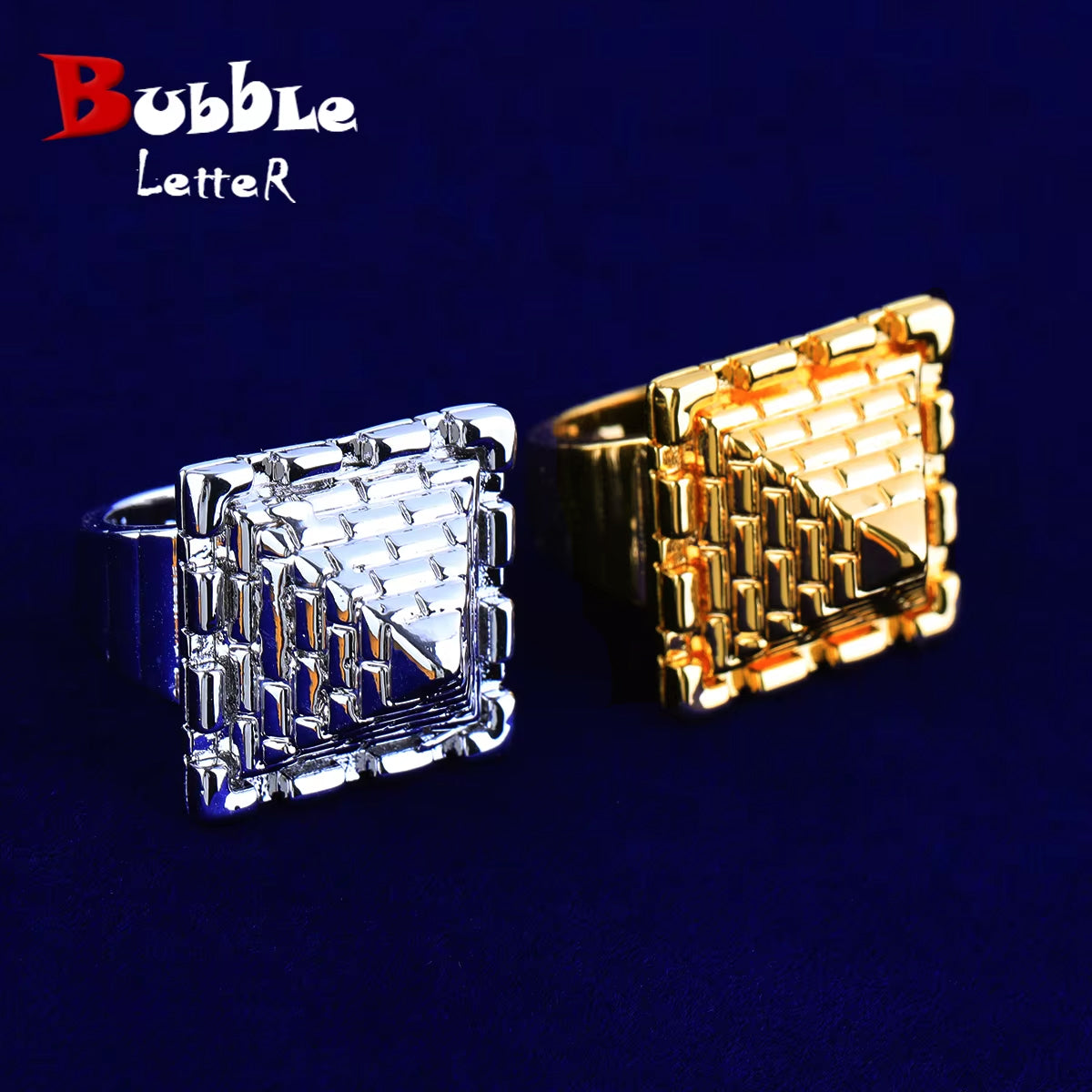 Bubble Letter Saddle Ring for Men Real Copper Adjustable Hip Hop Jewelry