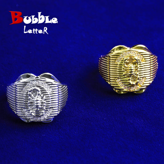Bubble Letter Scorpion Ring for Men Real Gold Plated Hip Hop Jewelry