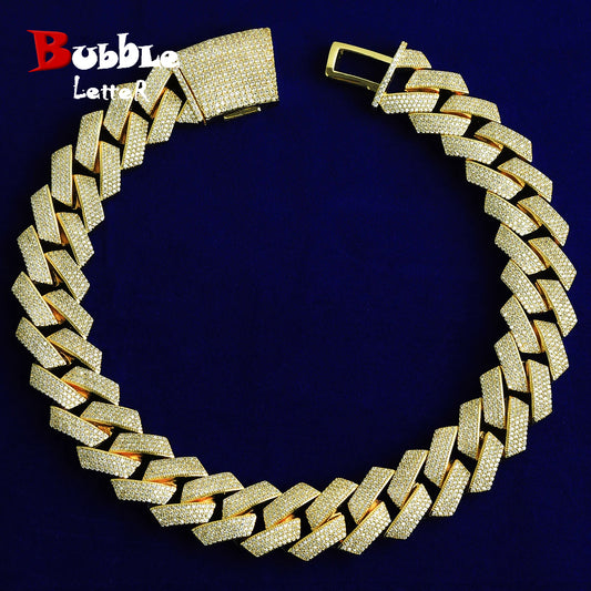 Bubble Letter Men Hip Hop Necklace Choker 20mm 4Row Miami Cuban Chain Iced Out Zirconia Link Fashion Rock Rapper Jewerly