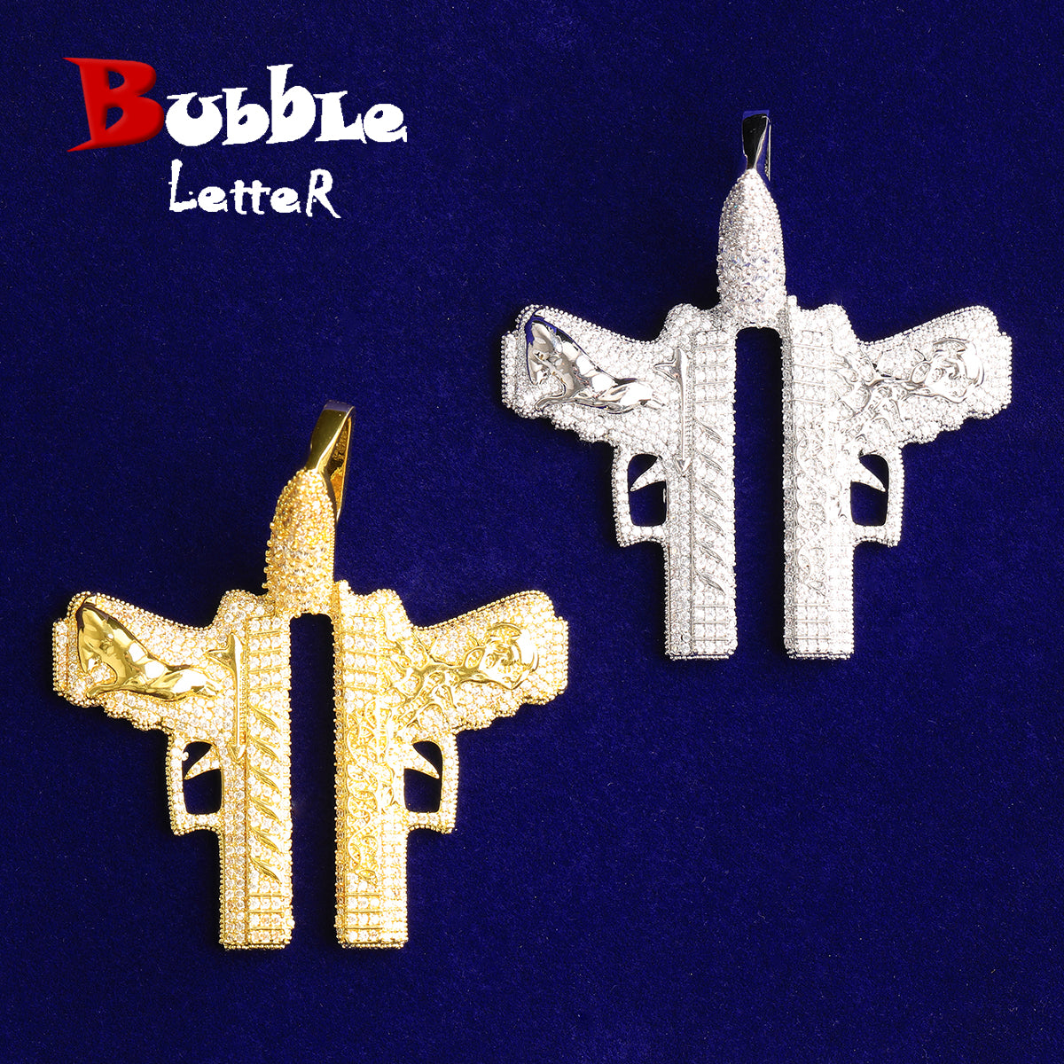 Bubble Letter Luxury Gang for Men Real Gold Plated Copper Cubic Zirconia Hip Hop Jewelry