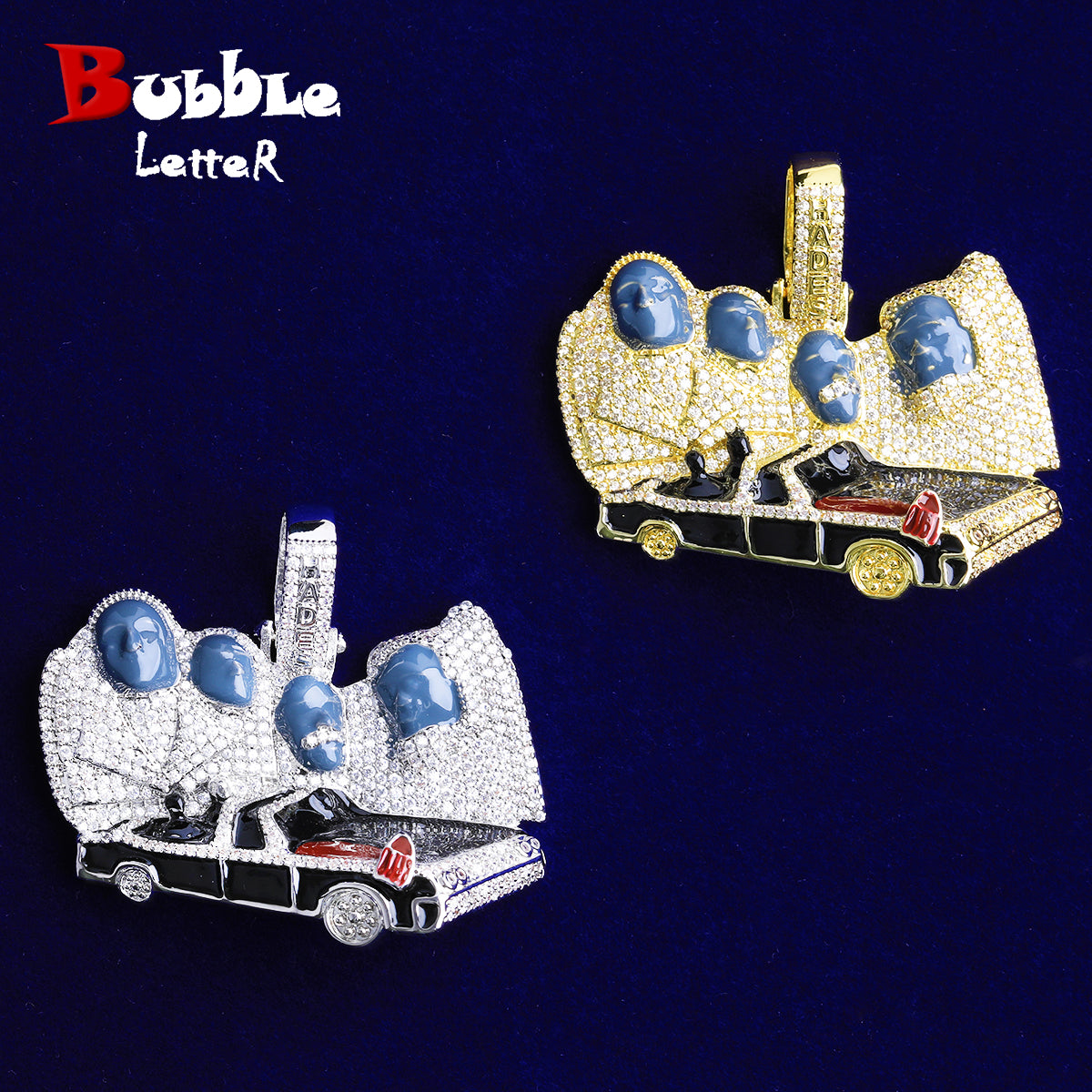 Bubble Letter Iced Out Colgante Presidentes x Hades 66 Necklace Pendant for Men Hip Hop Jewelry