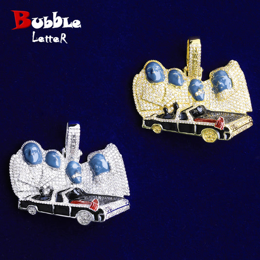Bubble Letter Iced Out Colgante Presidentes x Hades 66 Necklace Pendant for Men Hip Hop Jewelry
