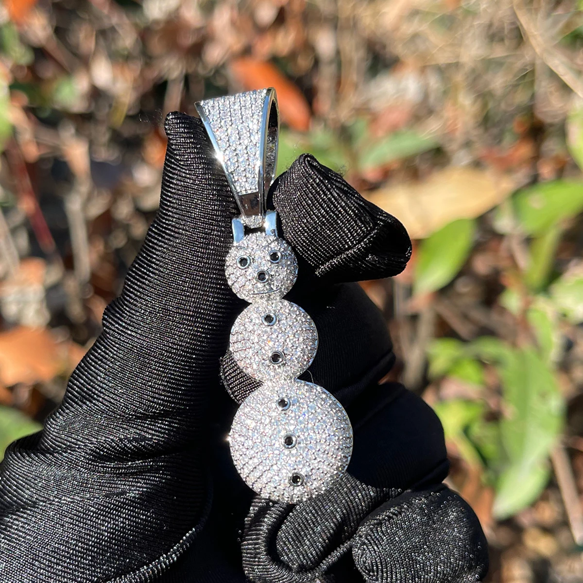 Bubble Letter Iced Out Pendant Snowman Necklace for Men Real Gold Plated Hip Hop Jewelry Drop Shipping Products