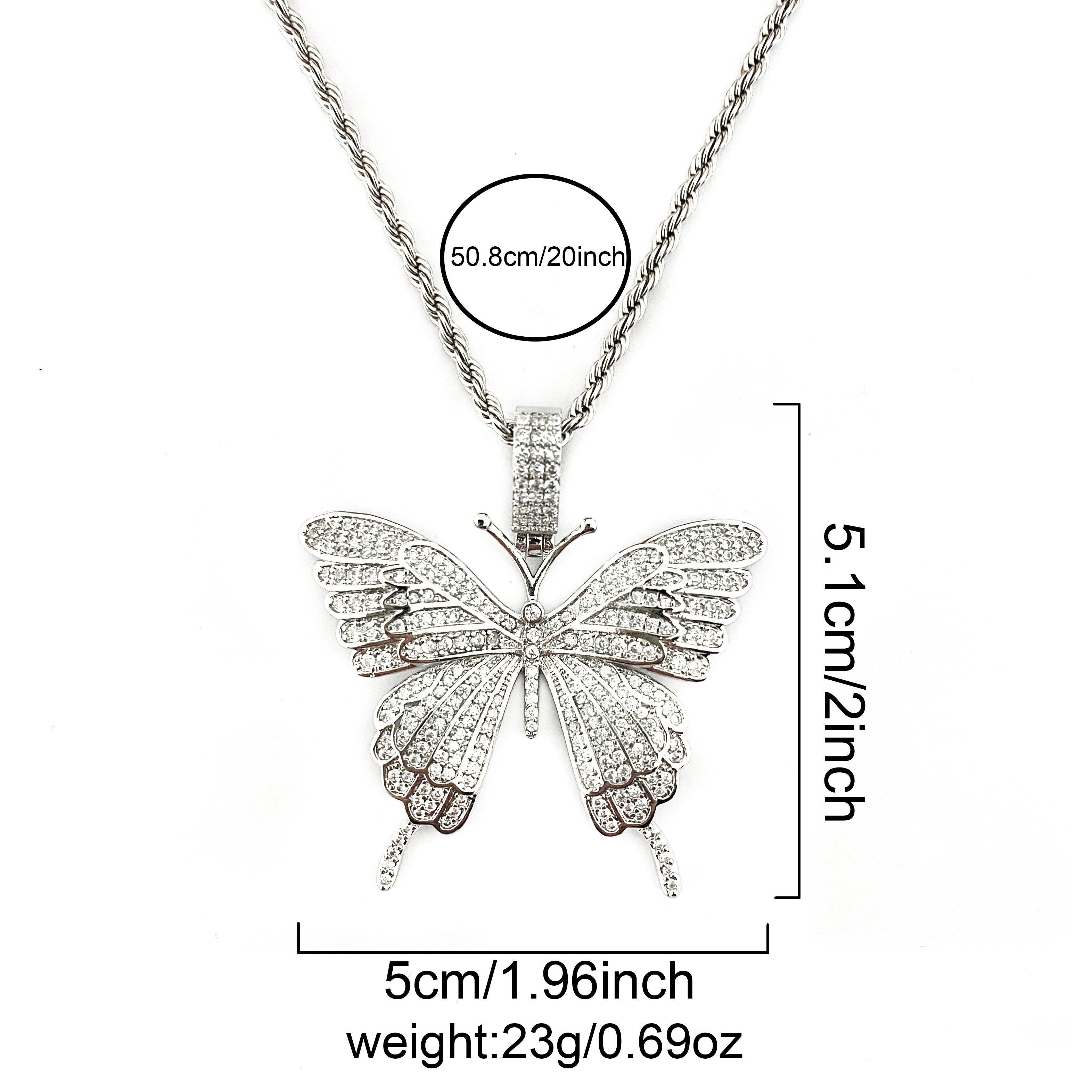 Bubble Letter Animal Butterfly Necklace & Pendant Iced Out Gold Color AAA Cubic Zircon Men's Women Hip Hop Rock Jewelry