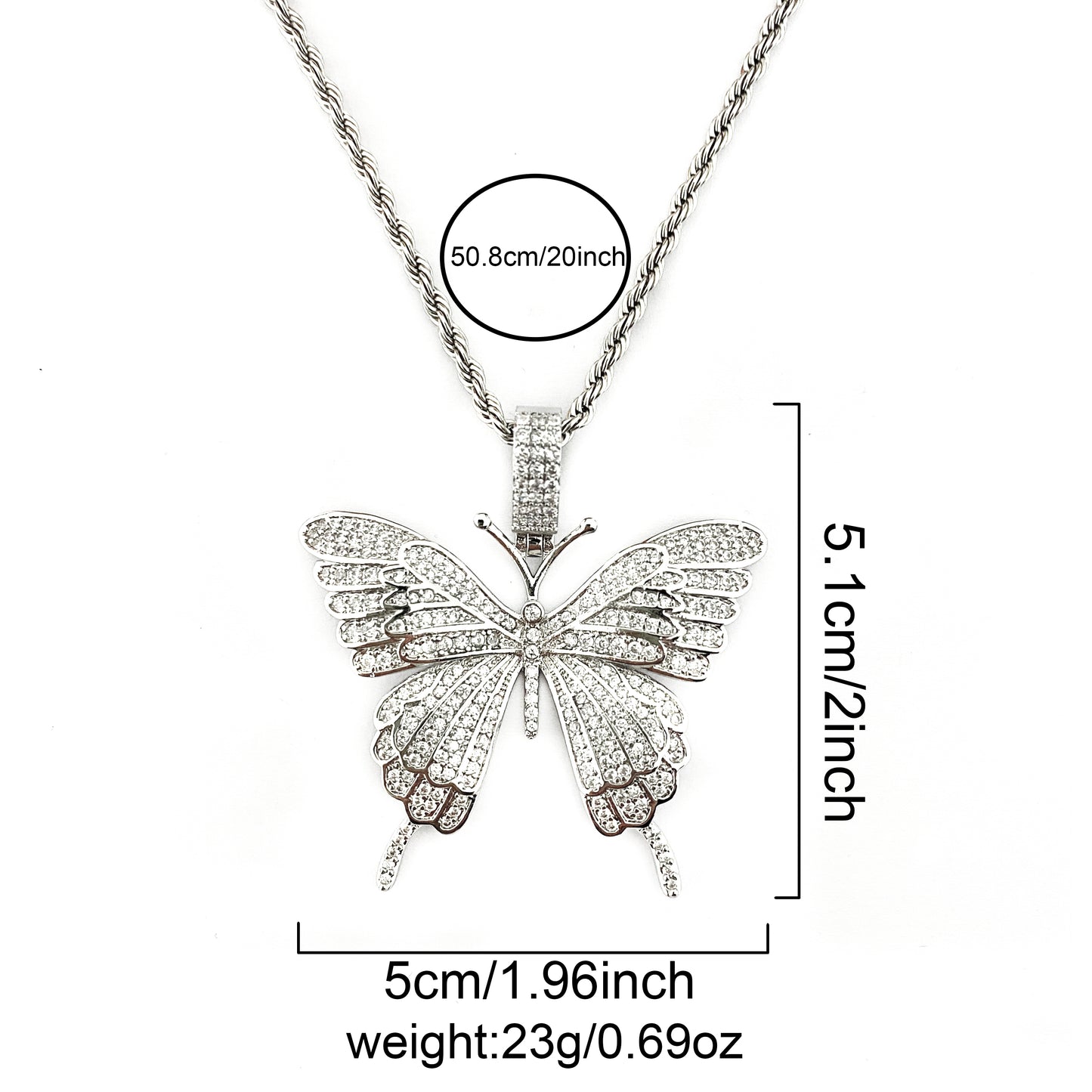 Bubble Letter Animal Butterfly Necklace & Pendant Iced Out Gold Color AAA Cubic Zircon Men's Women Hip Hop Rock Jewelry