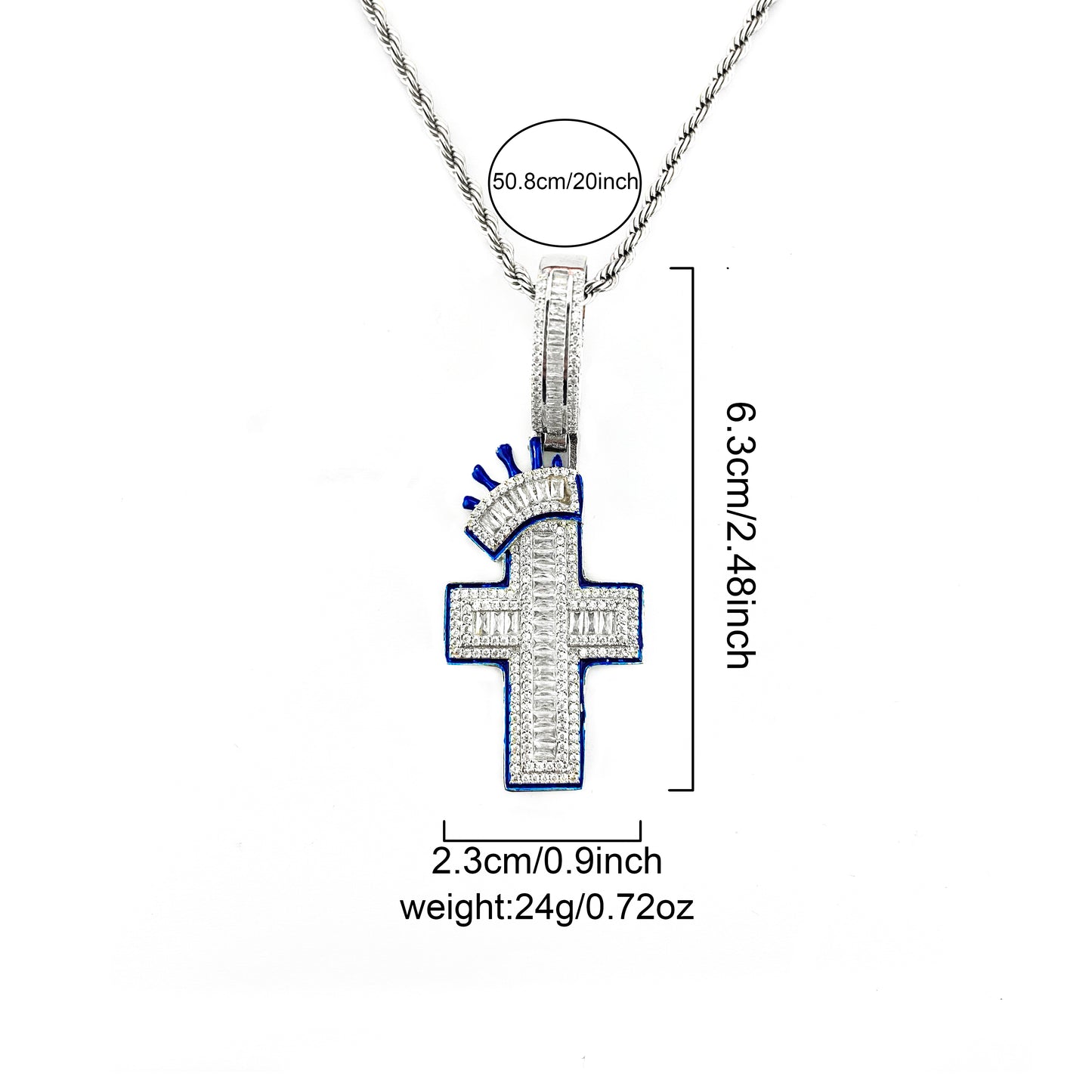Bubble Letter Iced Out Cross Cross Necklace Pendant for Women Micro Pave Charms Bling Hip Hop Jewelry