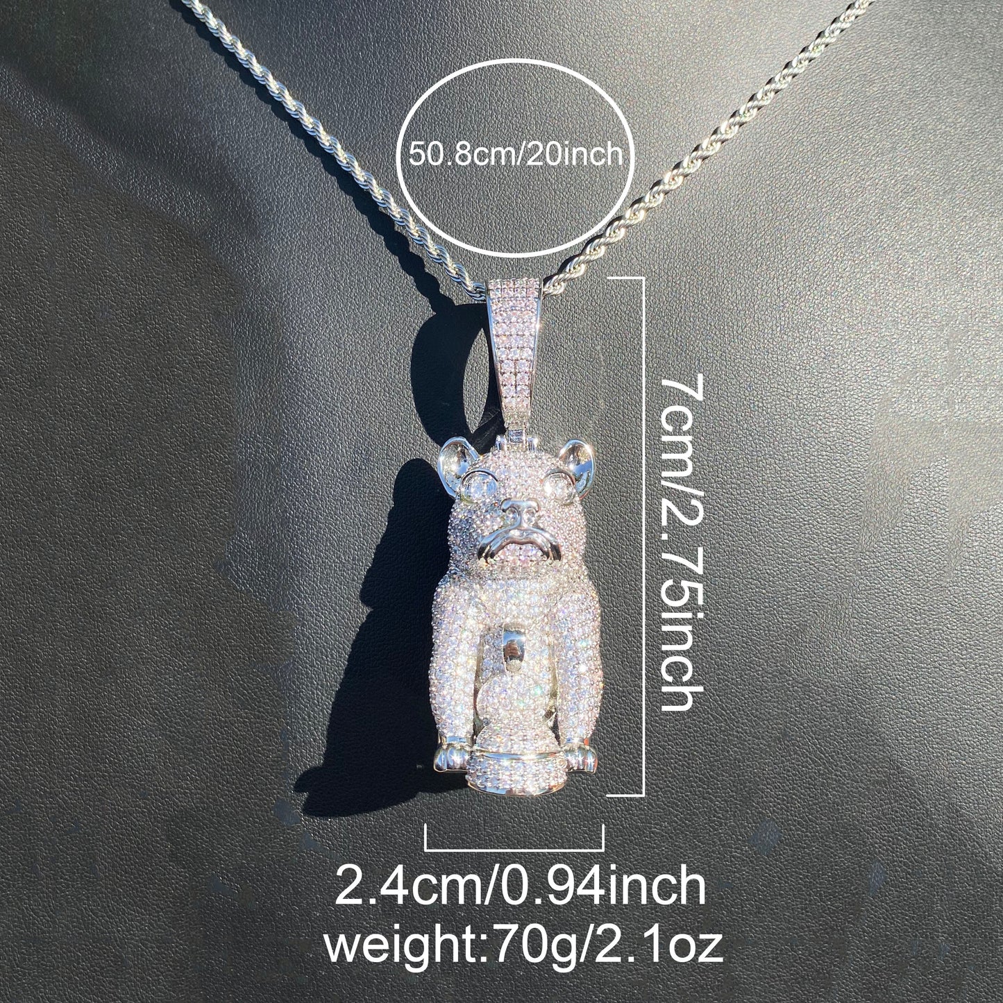 Bubble Letter Iced Out Dog Necklace Pendant for Men Micro Pave Charms Cubic Zirconia Real Copper Hip Hop Jewelry