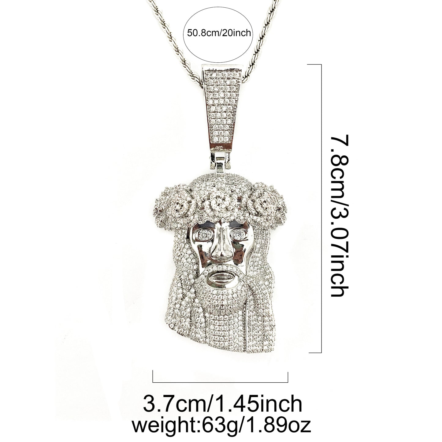 Bubble Letter Iced Out Rose Flower Jesus Necklace Pendant for Men Micro Pave Cubic Zirconia Hip Hop Jewelry