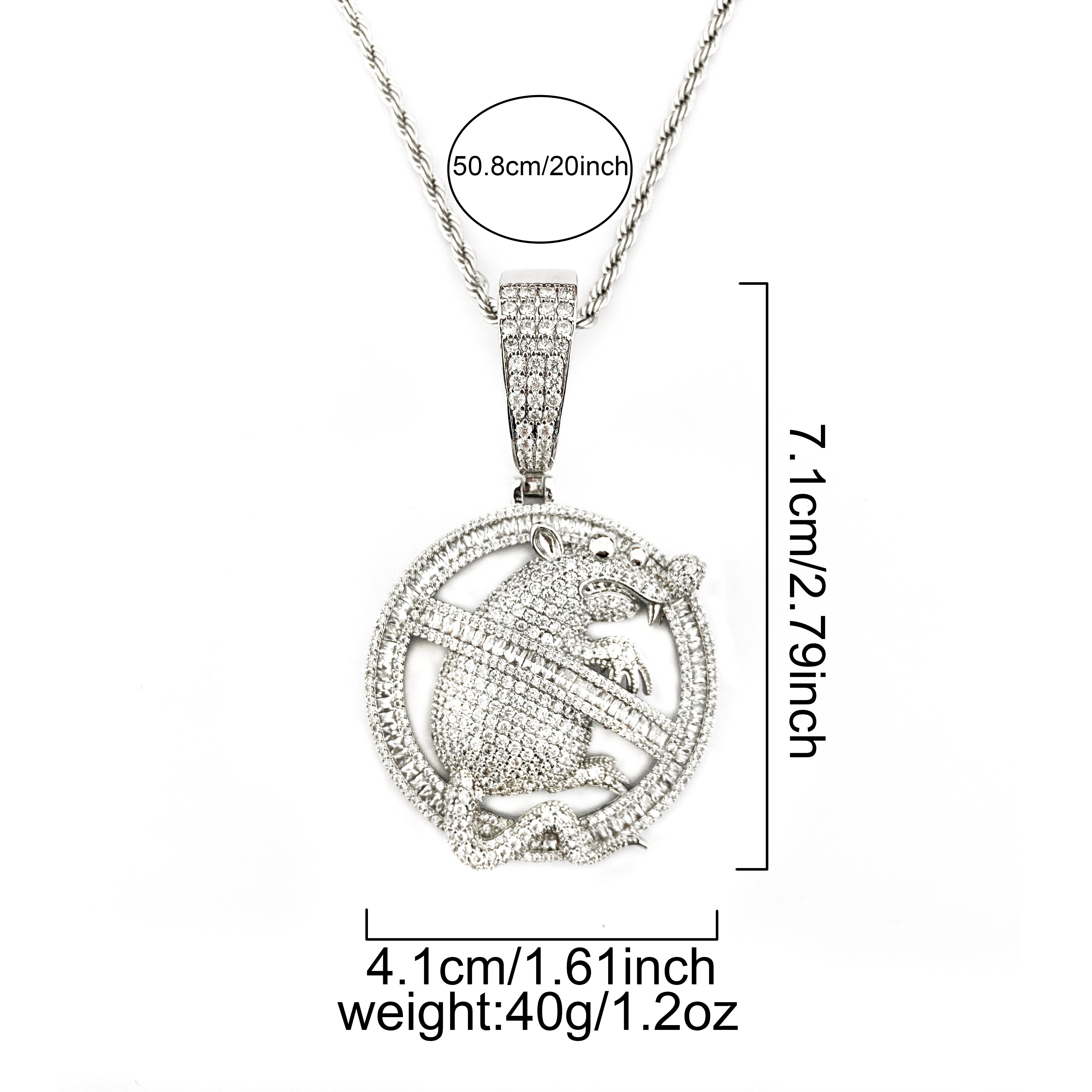 Bubble letter Micro Pave Mouse Pendant Necklace for Men Iced Out Cubic Zirconia Real Copper Hip Hop Jewelry